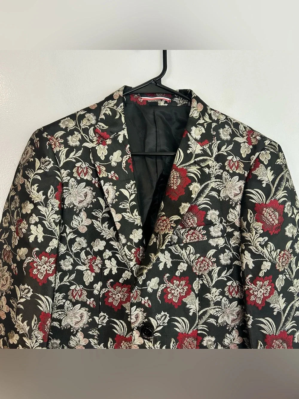 Soul of London Black/Red/Metallic Floral Tuxedo Statement Jacket Size 38 Regular